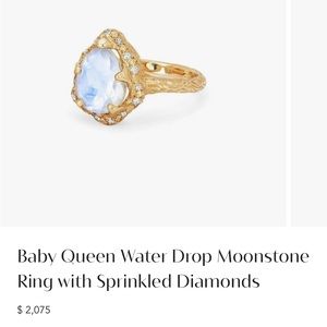 Logan Hollowell Baby Queen Water Drop Moonstone Ring with Sprinkled Diamonds